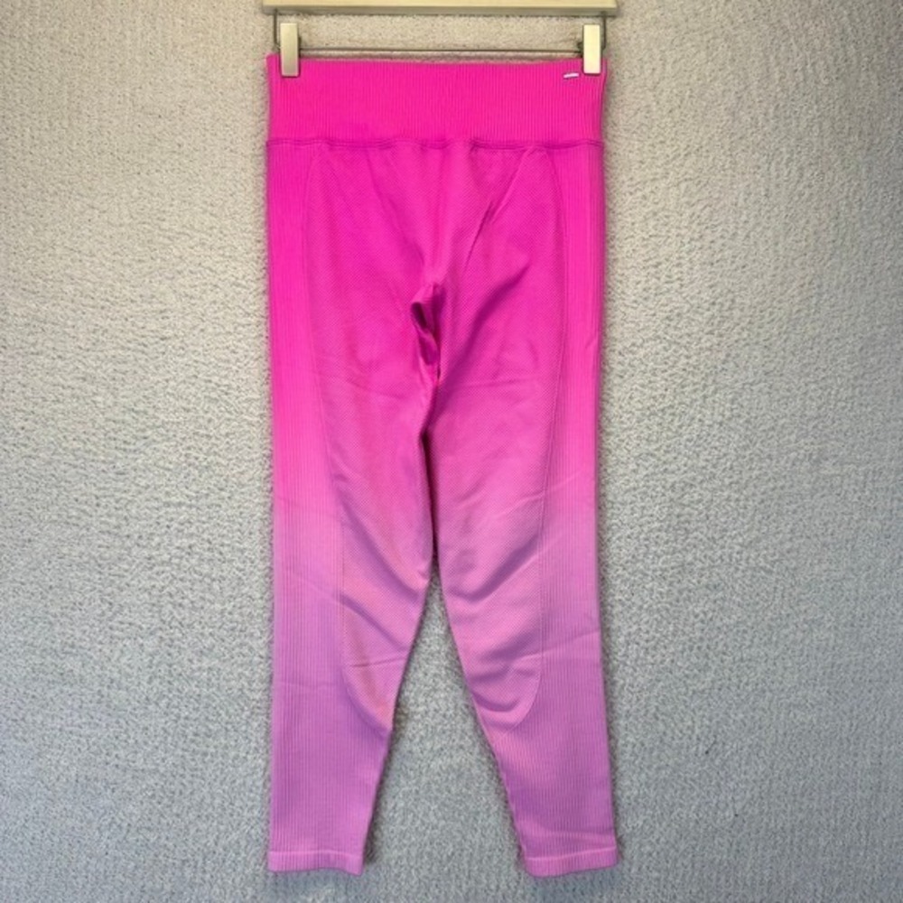 Pink Active Leggings Ombre Seamless Ribbed High Waist Workout Gym‎ Athleisure